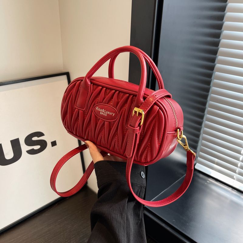 Túi Đeo Chéo Vai Xếp Ly Bằng Da pu Phong Cách retro Thời Trang 2023 Dành Cho Bạn Nữ