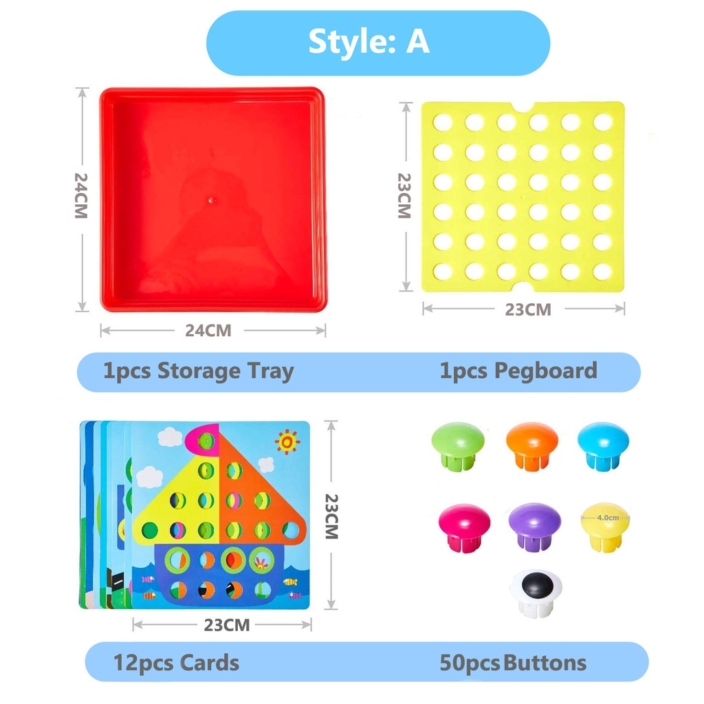 BOARD ARTS AND CRAFTS WITH MUSHROOM NAILS BUTTON IDEA COLOR MATCHING GAME CHILDREN BEST PRESCHOOL EDUCATIONAL BOARD GAME