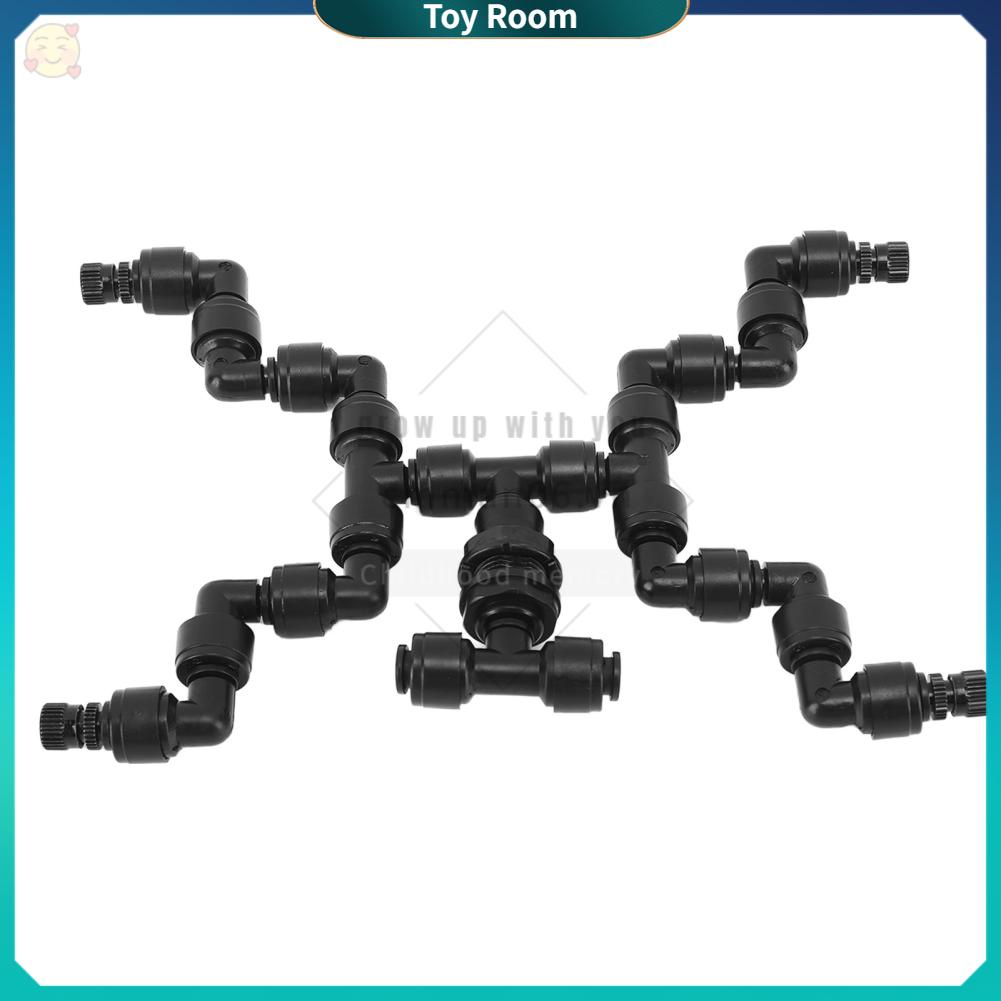 EverythingWell Có thể điều chỉnh Sương mù Hệ thống làm mát Vòi phun 360 độ Thú cưng Bò sát Nhà kính Rừng nhiệt đới Máy tạo sương Fogger 4 đầu Đen