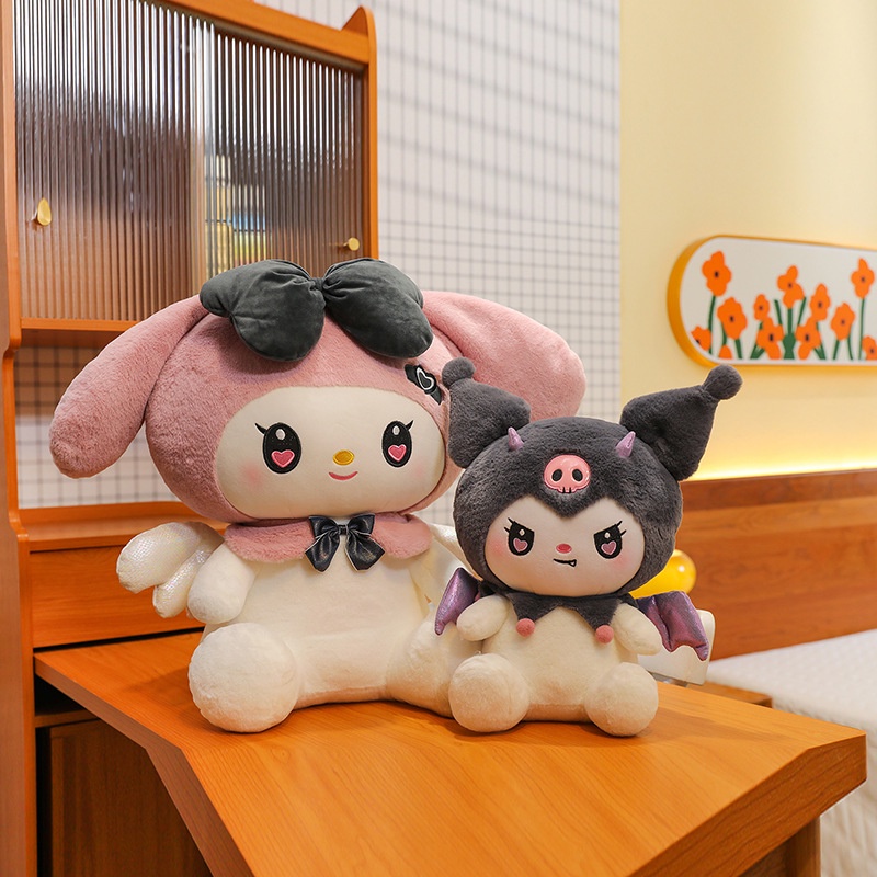 Mới Thú Nhồi Bông Hình kuromi melody Có Đôi Cánh Màu Tối Xinh Xắn