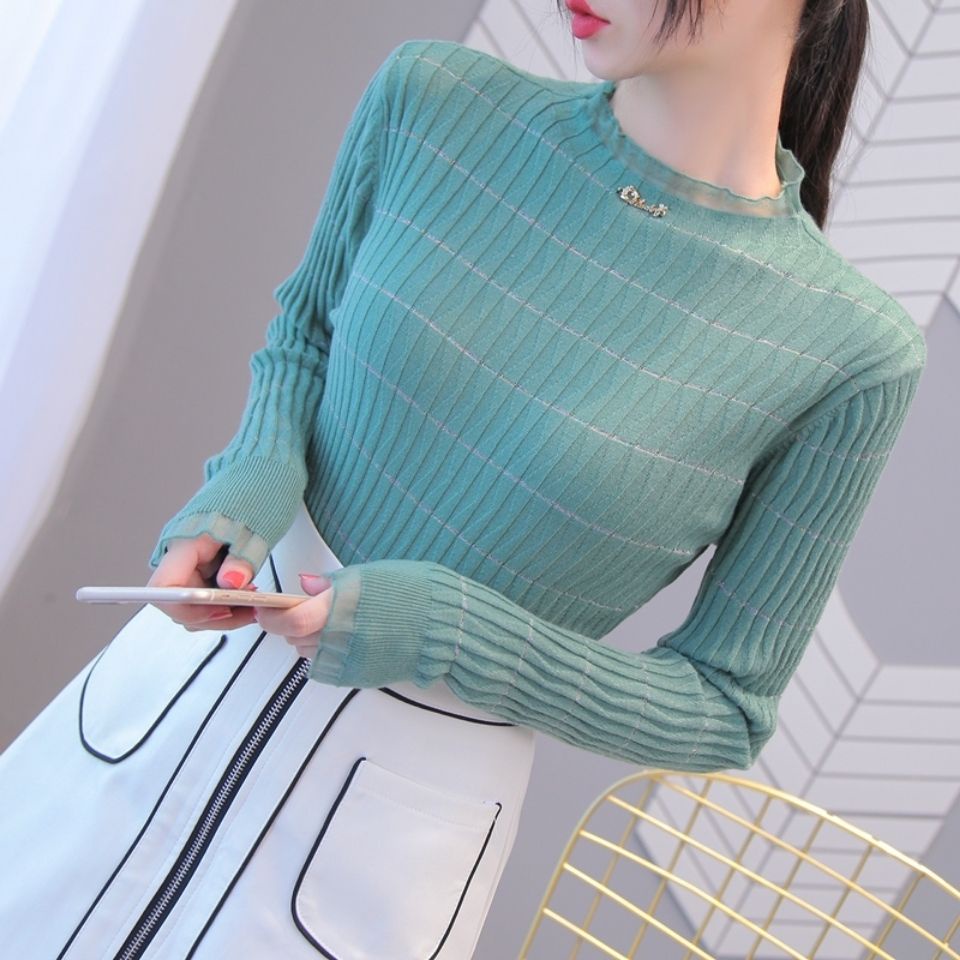 Áo Len Tay Dài Cổ Lá Sen Phong Cách Thu Đông Mới Cho Nữ