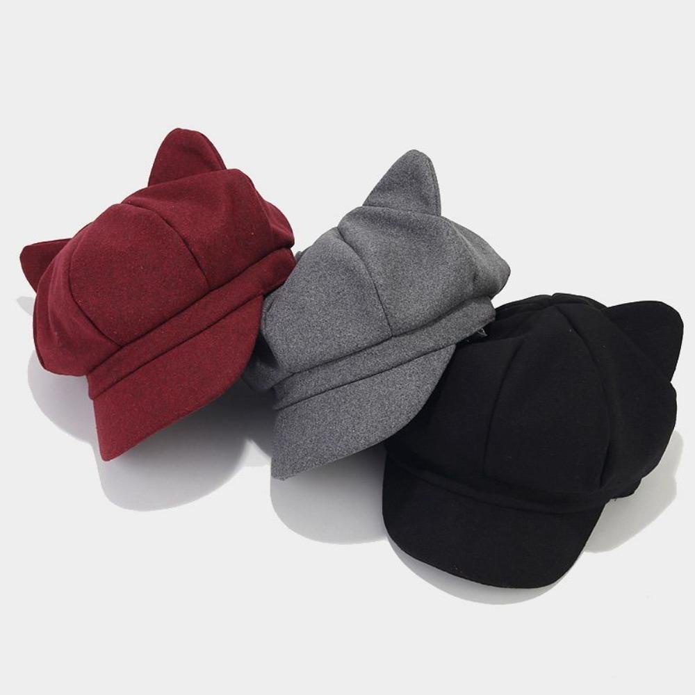 Yunhi Mũ beret Tai Mèo Phong Cách vintage Thời Trang Cho Nữ