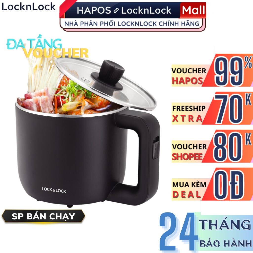 Nồi điện LocknLock đa năng mini 0.8L, 600W tặng khay luộc trứng EJP116BLK nấu mì, nấu lẩu - BH 24 Tháng - HAPOS OFFICIAL