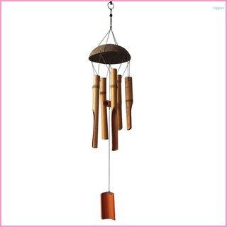 Light Colored Coconut Shell Wind Chimes - Bamboo Wind Chime for Home and Garden Decoration