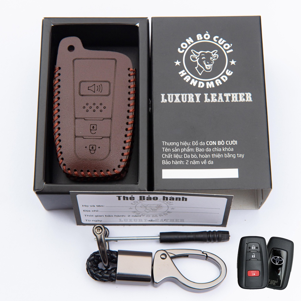 Bao Da Toyota Corolla Cross 2019-2022, Bao Da Chìa khoá da bò thật bảo hành 2 năm, Khắc Tên & Số ĐT Chủ Xe