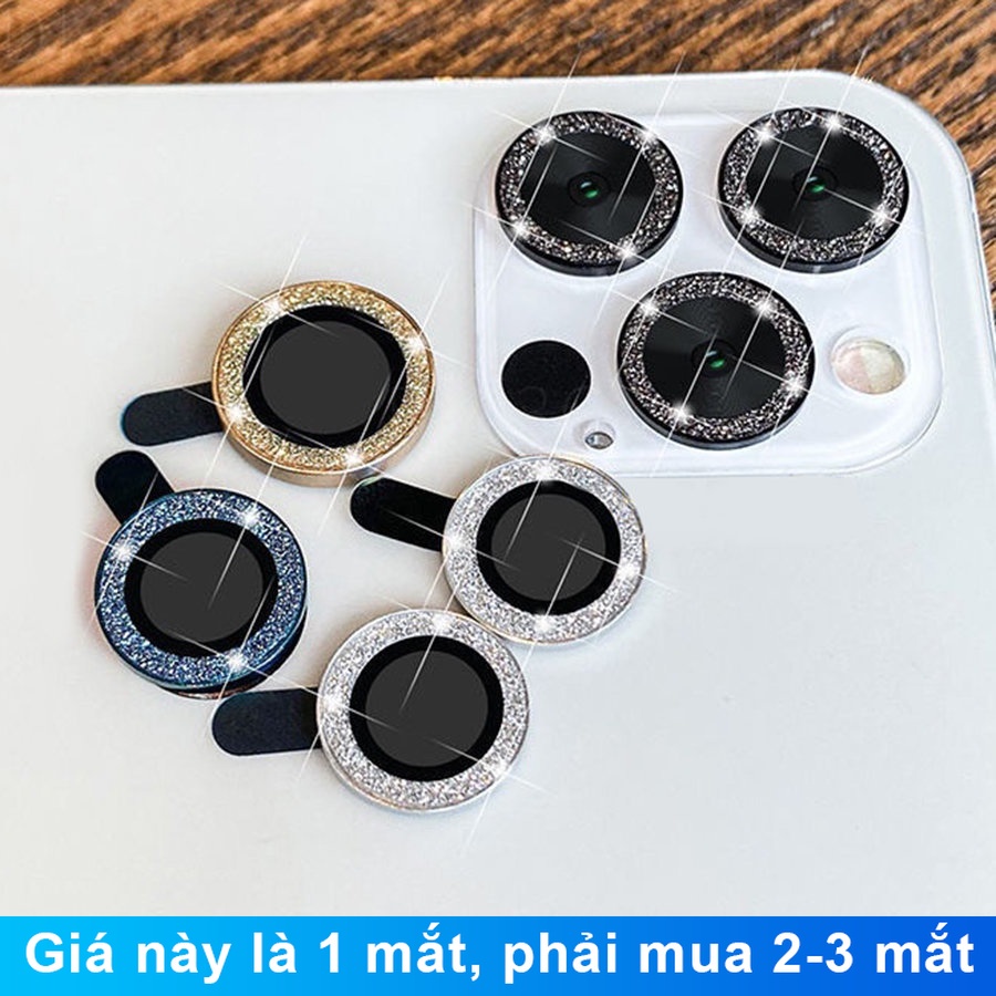 Nắp đính đá bảo vệ camera sau thích hợp cho iPhone 11 12 13 14 15 Pro Max Mini / 14 15 Plus