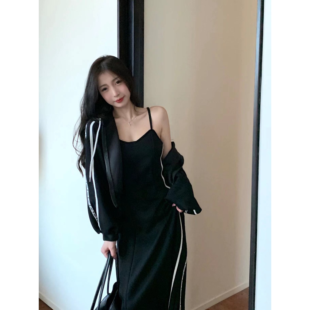 Set Đầm hoodie + Áo Khoác Thời Trang Thu Đông Phong Cách Hàn Quốc 2023