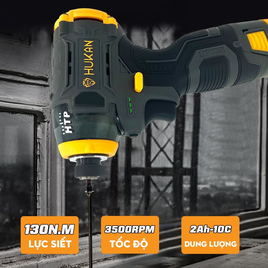 HUKAN Máy Chuyên Vít HK-EC130MCL Lực Siết 130N.m Chỉnh Tốc 3 Cấp Động Cơ Không Thổi Than