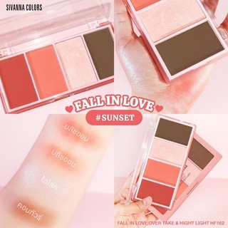 Bảng phấn 4 ô sivanna fall in love tích hợp 3in1 má hồng tạo khối highlight hf162