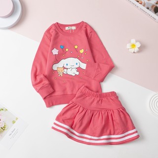 Bộ chân váy bé gái dài tay thu đông kèm chân váy cho bé 12kg - 23kg