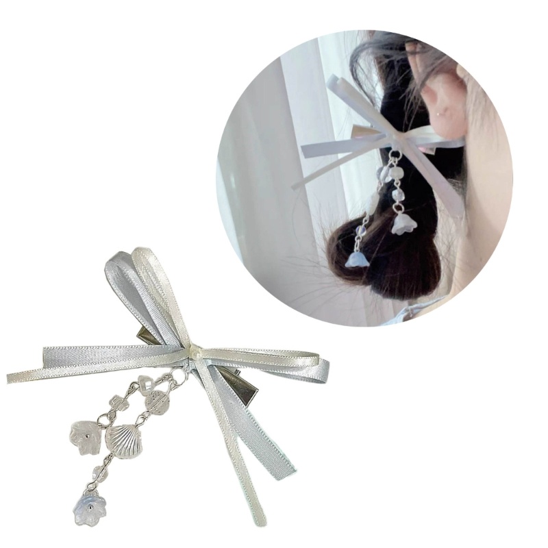 Kẹp Tóc Đính Ruy Băng Màu Trơn Thời Trang Cho Nữ