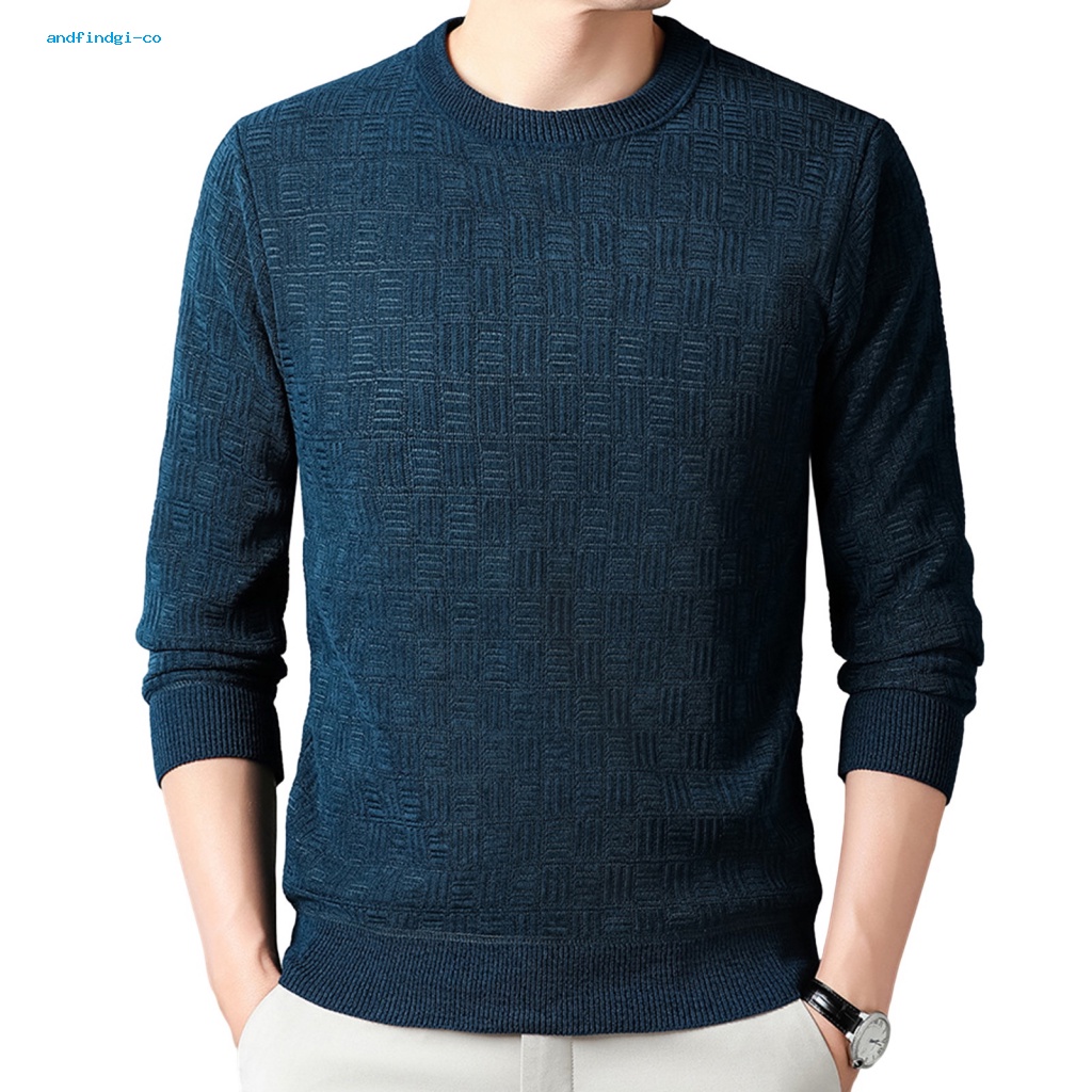 Andfindgi Áo sweater Dệt Kim Màu Trơn Mềm Mại Giữ Ấm Mùa Đông Cho Nam