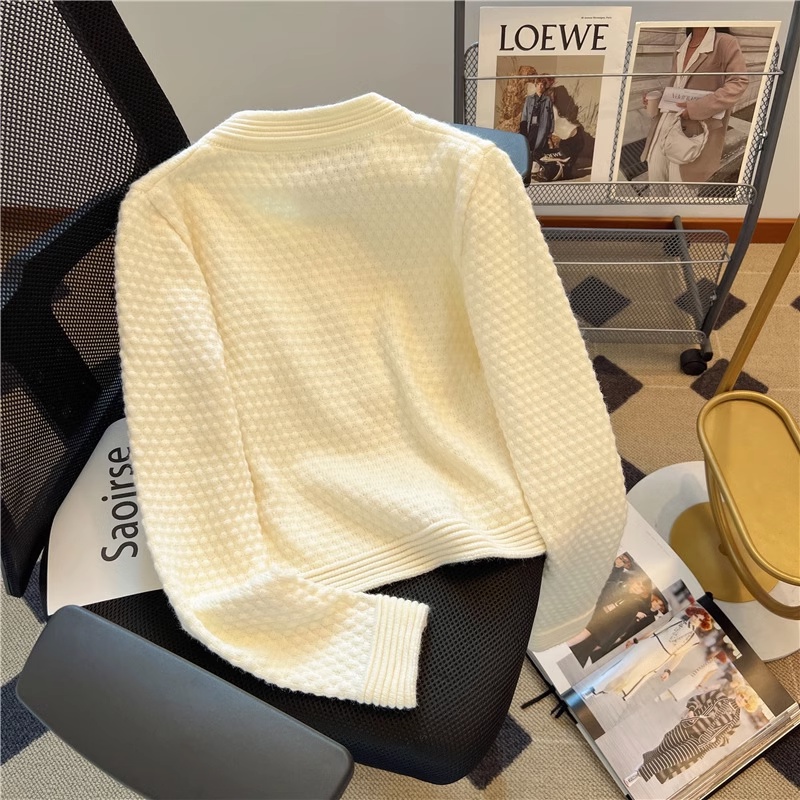 Áo Khoác cardigan Dệt Kim Dáng Ngắn Đính Nơ Thời Trang Mùa Thu 2023 Mới