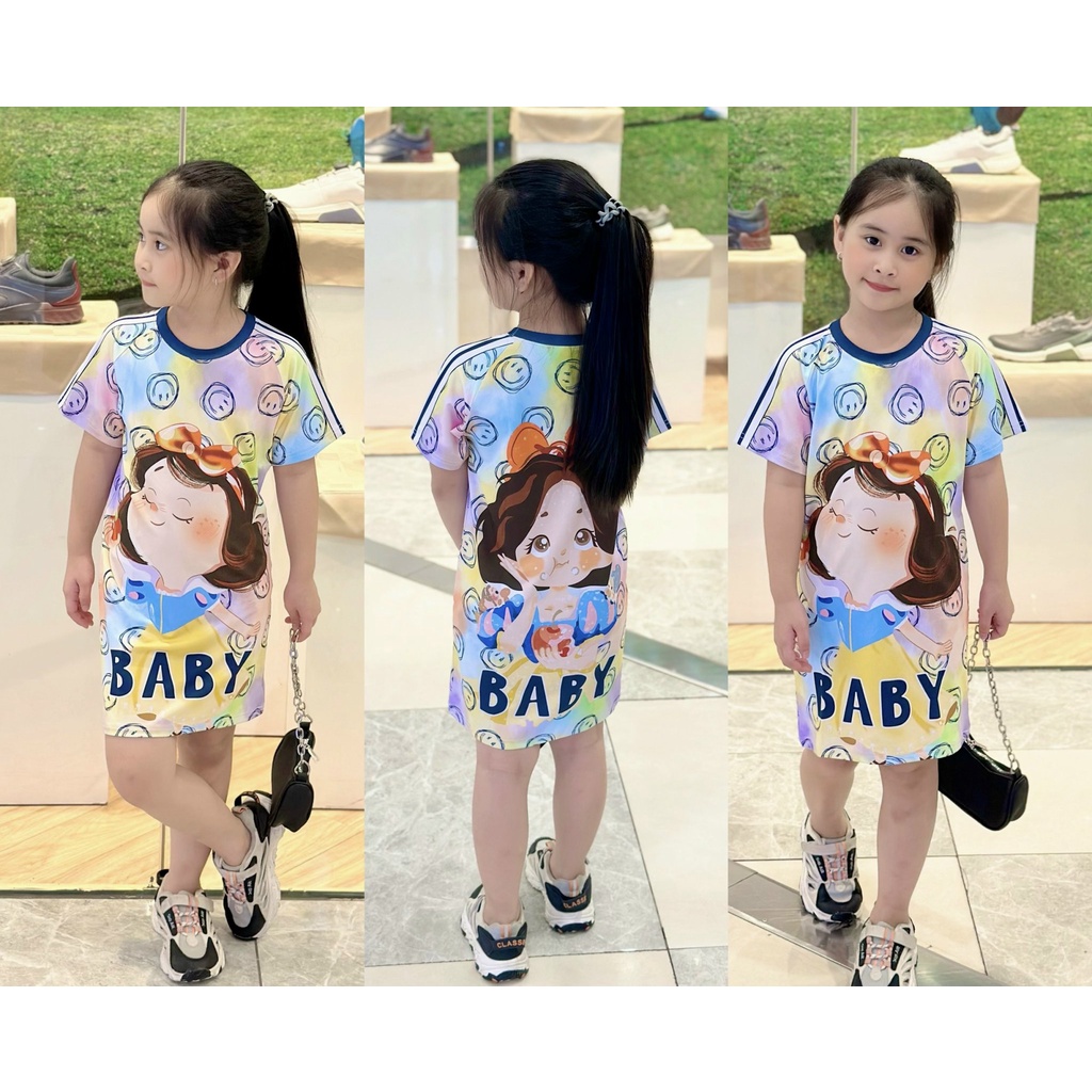 Váy đầm jean yếm bé gái size đại vải thun lạnh Jennie kids J586