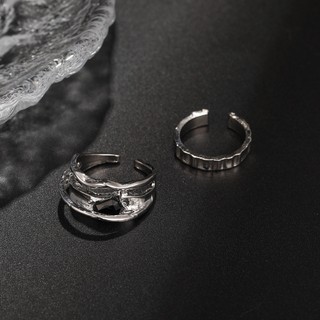 Set 2 Nhẫn Bạc Đính Đá Pha Lê Đen Cá Tính