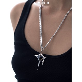 Vòng cổ Hai Lớp Mặt Thánh Giá Và Ngôi Sao Thời Trang unisex y2k