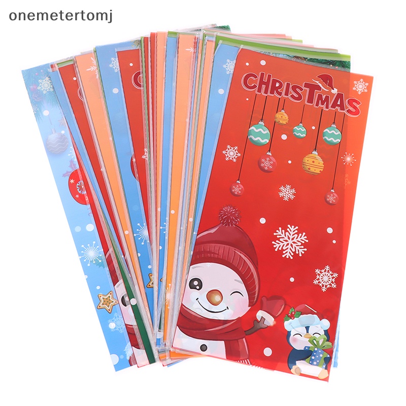 Onemetertomj Set 50 Túi Nhựa Đựng Bánh Kẹo Quà Giáng Sinh