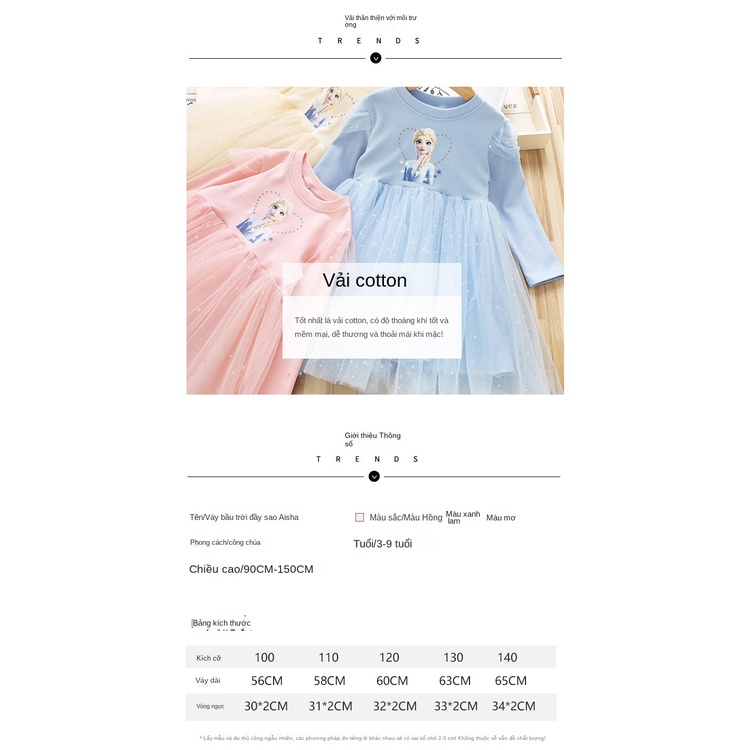 Đầm Công Chúa Tay Dài Phối Lưới Thời Trang Thu Đông Mới 2023 Cho Bé Gái