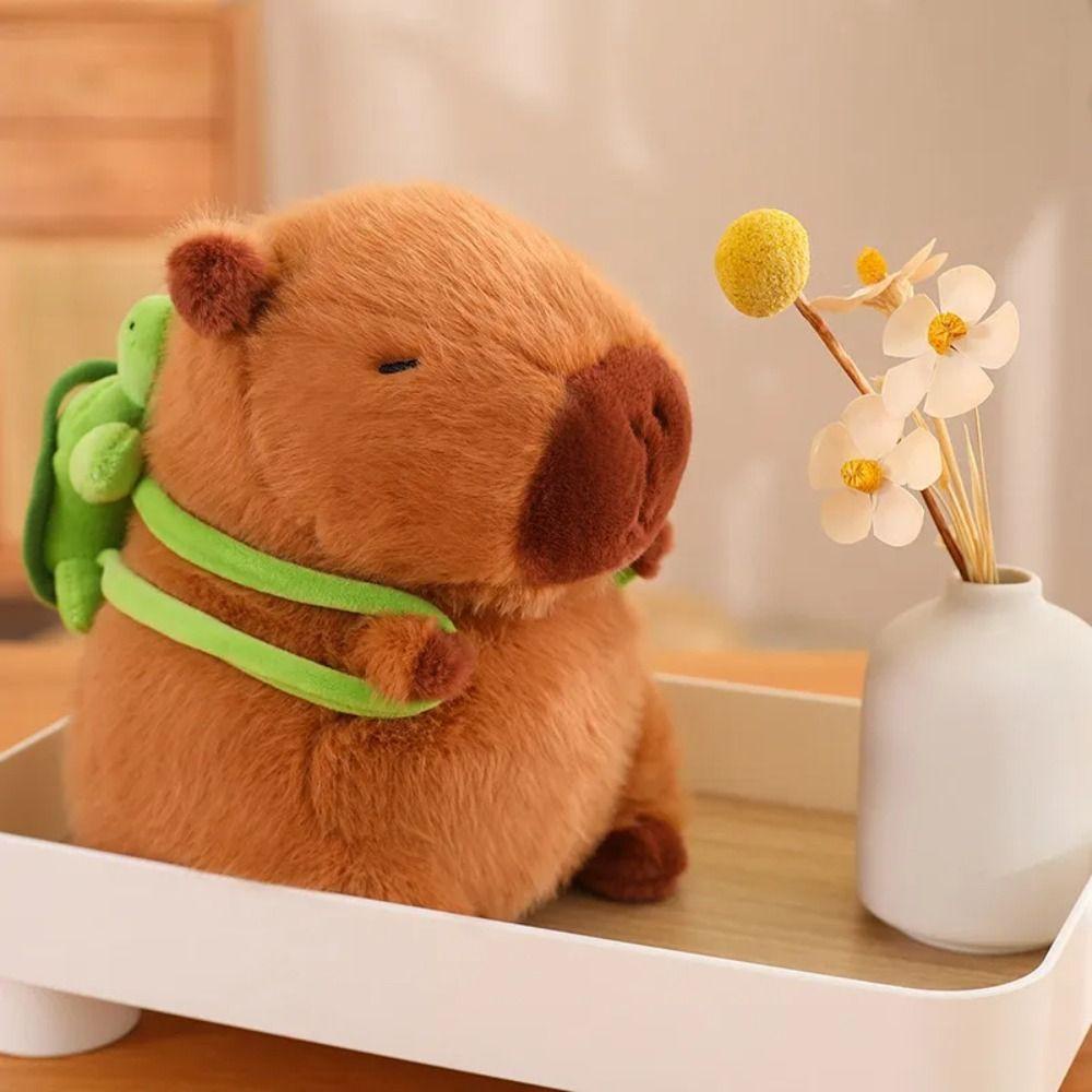 Shanhai Búp Bê Nhồi Bông capybara Hatybara capybara Hình Rùa Kèm Ba Lô Vải Mềm Mại