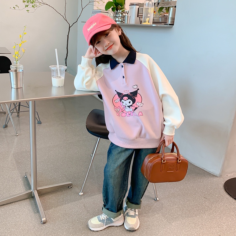 Áo Sweater Mỏng Cổ polo kulomi Cỡ Vừa Phong Cách Hàn Quốc Mới Cho Bé Gái