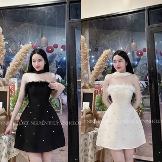 [038] ĐẦM CUP NGỰC LÔNG DÁNG XÒE XINH XẮN PHỐI DÂY CỔ TÔN DÁNG SANG CHẢNH CHO NỮ