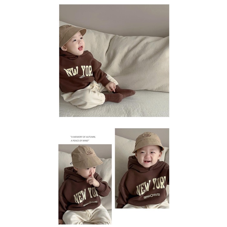 Bộ Áo Hoodie + Quần Dài Bằng Lông Cừu Thời Trang Mùa Đông Hàn Quốc Cho Bé Trai