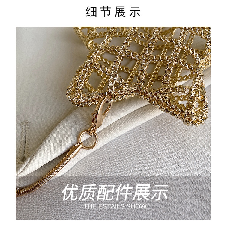 Jasmin noir Ví Cầm Tay Dây Xích Sắt Dệt Hình Ngôi Sao Rỗng Nhỏ Cho Nữ Dự Tiệc Tối