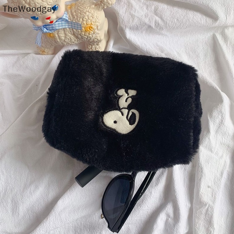 Thewoodgay Túi Đựng Bút / Mỹ Phẩm Bằng Vải Bông Sức Chứa Lớn Hình Chú Chó snoopy Cho Nữ