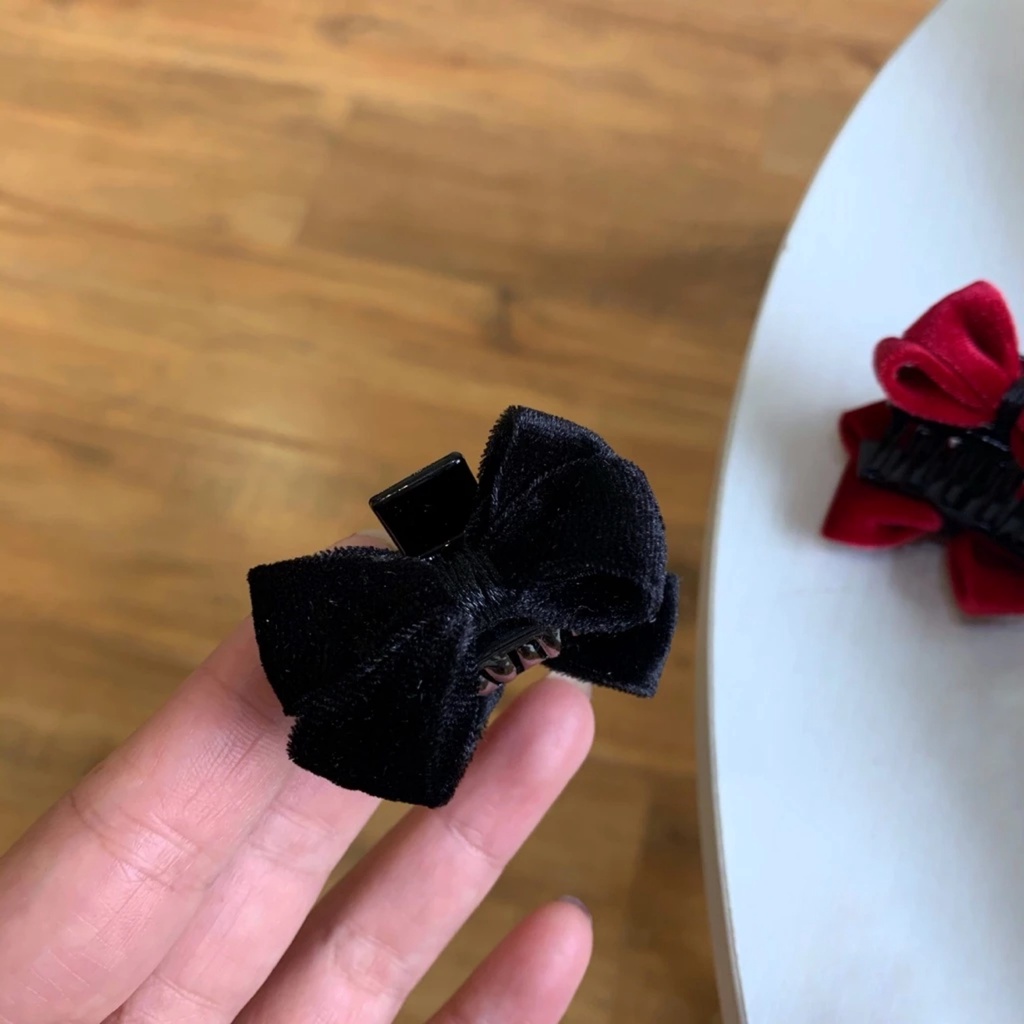 PVN61177 Kẹp Tóc Nơ Bằng Nhung Đen Thời Trang Thu Đông Dễ Thương Cho Nữ