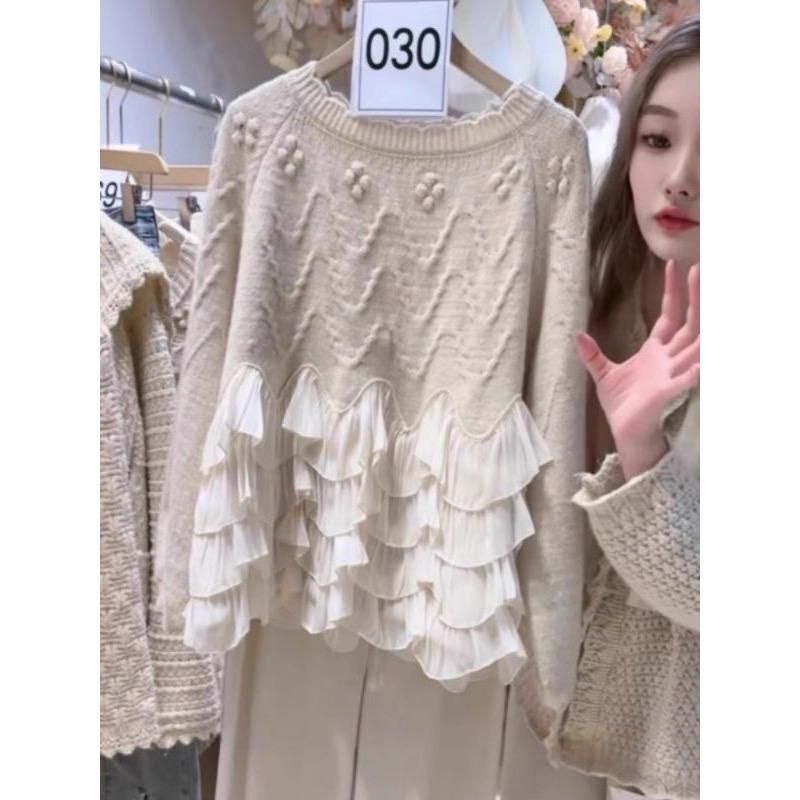 Áo Len Hàn sweater phối 4 tầng tơ bèo chất len Hàn dệt kim Vivienne A6886