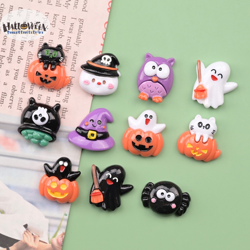 Trtr Set 10 Phụ Kiện Trang Trí halloween mini Bằng Nhựa resin Dễ Thương diy vn