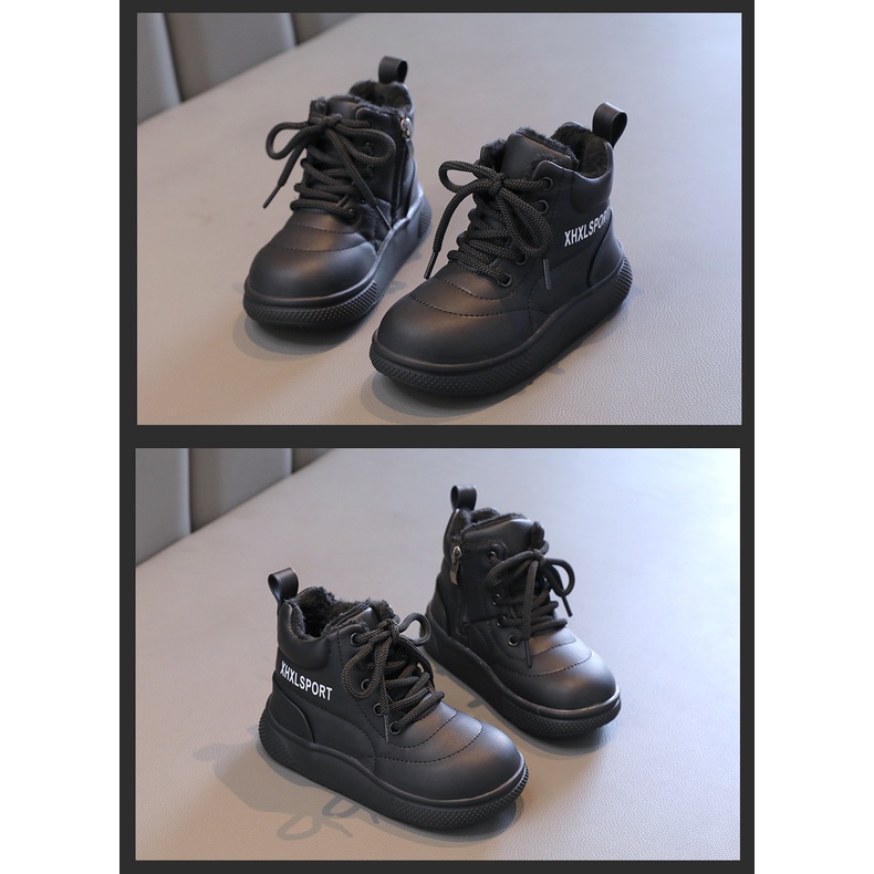 Giày Bốt Thể Thao Màu Trơn Mềm Mại Thời Trang Mùa Đông 2023 Cho Bé pu