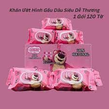 Khăn ướt gấu dâu, Giấy ướt gấu Lotso không hương liệu, an toàn