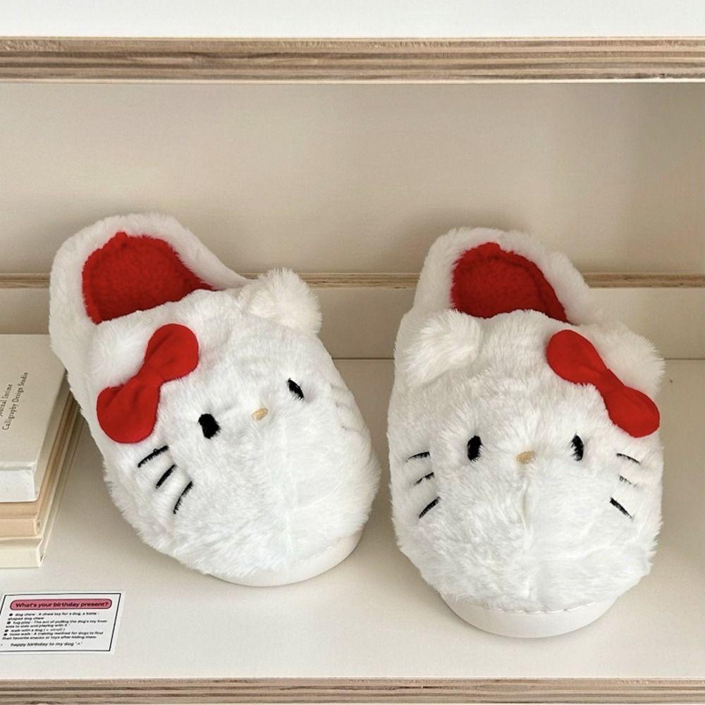 Dép Bông Đi Trong Nhà Hình Mèo kitty Mềm Mại Chống Trượt