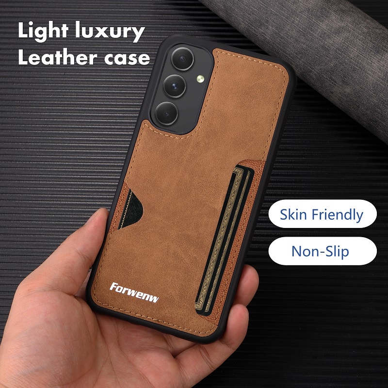 Sang Trọng Ốp Điện Thoại Da Chống Sốc Có Ngăn Đựng Thẻ Cho Samsung Galaxy A14 A13 A12 A73 A23 A53 A54 A34 A50s A30s A50 A33 5G 4G