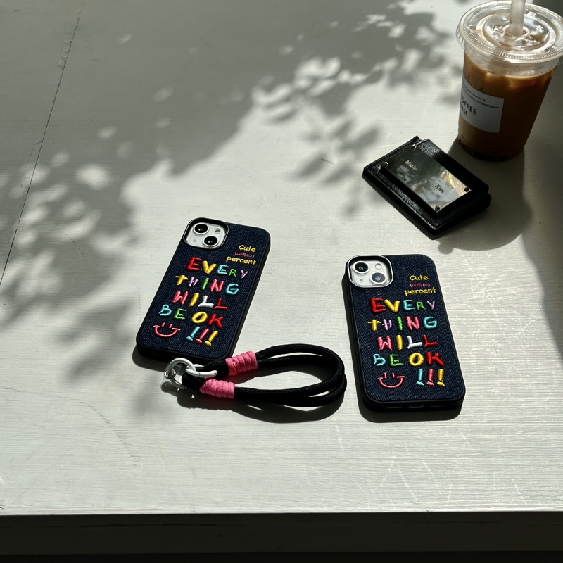 Ốp Điện Thoại denim Thêu Chữ Cho iphone 11 12 13 14 15 12pro 13pro 14pro 15pro 12promax 13promax 14promax 15promax iphone 13