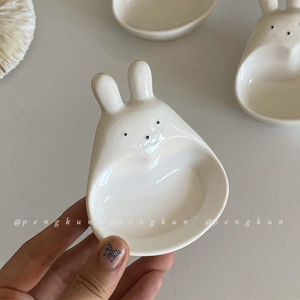 Đĩa Sứ Đựng Nước Chấm Hình Thỏ Hoạt Hình Ba Chiều Sáng Tạo