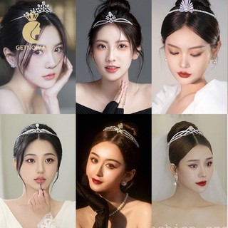 GETNOIVAS Mũ đội đầu cô dâu Tiara Vương miện tiệc cưới Mũ đội đầu tiệc sinh nhật