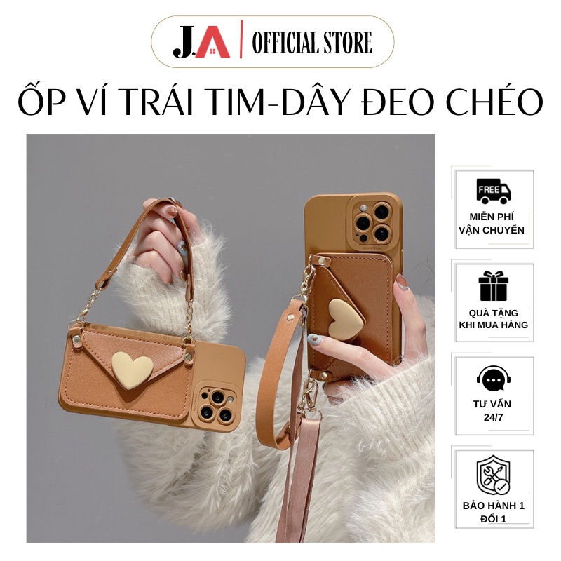 (Link 1/2) Ốp JA OFFICIAL Ví Trái Tim Ngang Có Dây Đeo Chéo Cho Điện Thoại Từ iPhone X tới iPhone 15