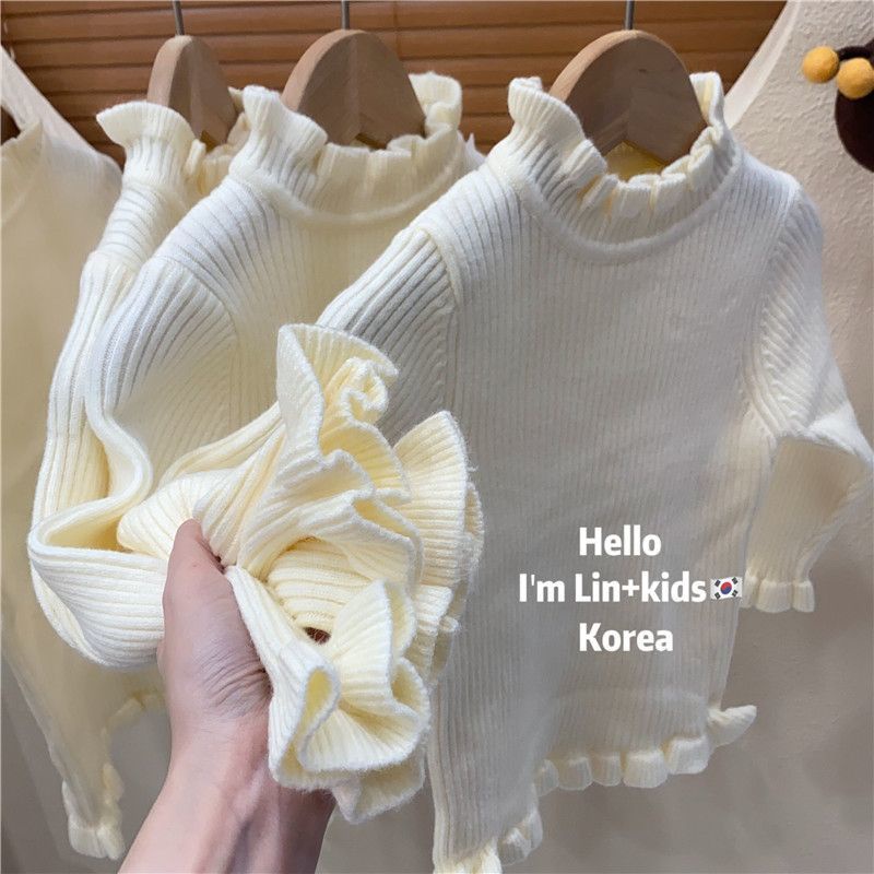 Áo sweater Dệt Kim Dày Phối Ren Thời Trang Thu Đông 2023 Cho Bé