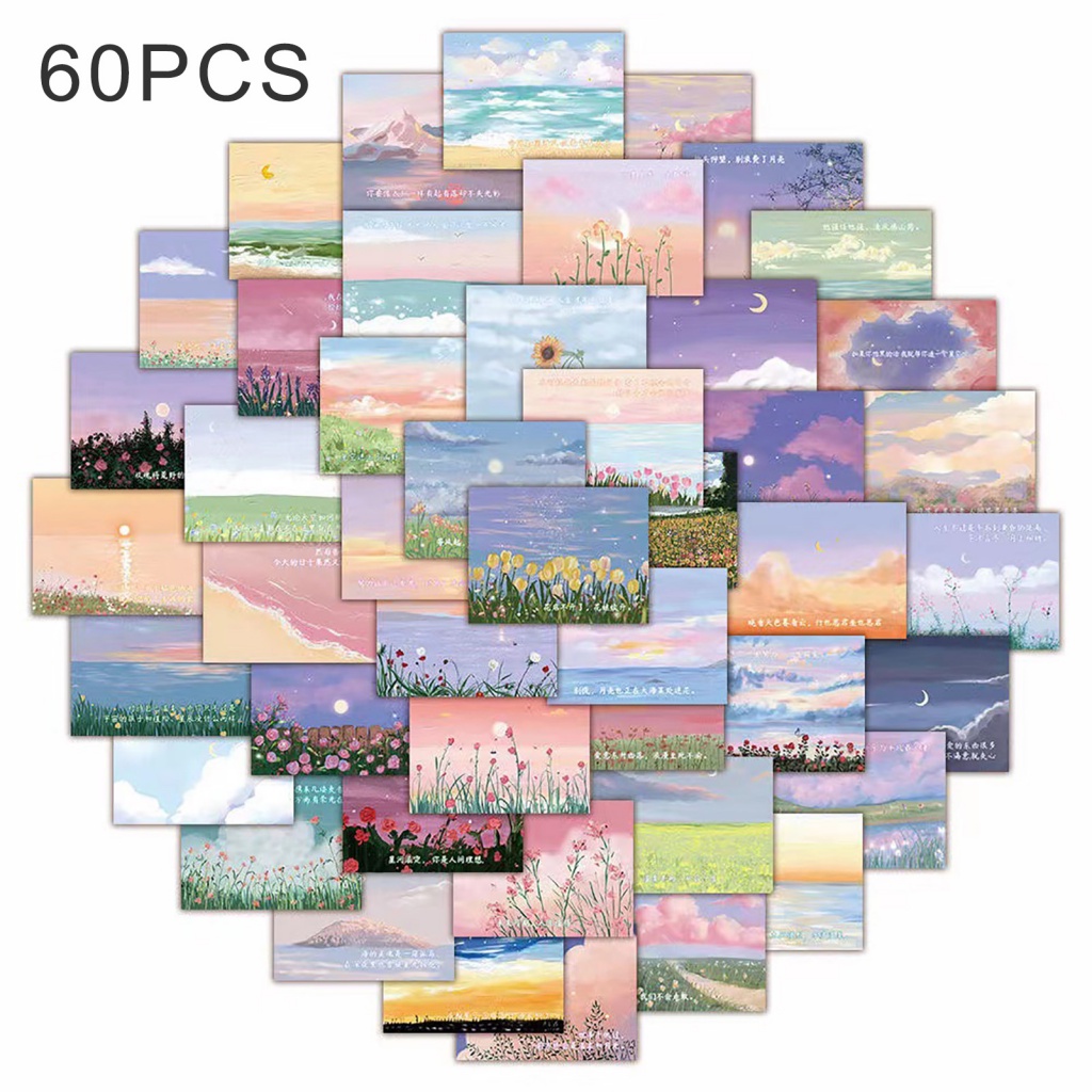 Bộ Đồ Chơi Trẻ Trung Năng Động Dành Cho Bé| Bộ 60 Miếng Dán Chống Phai Màu Phong Cảnh Hoạt Hình Trang Trí laptop