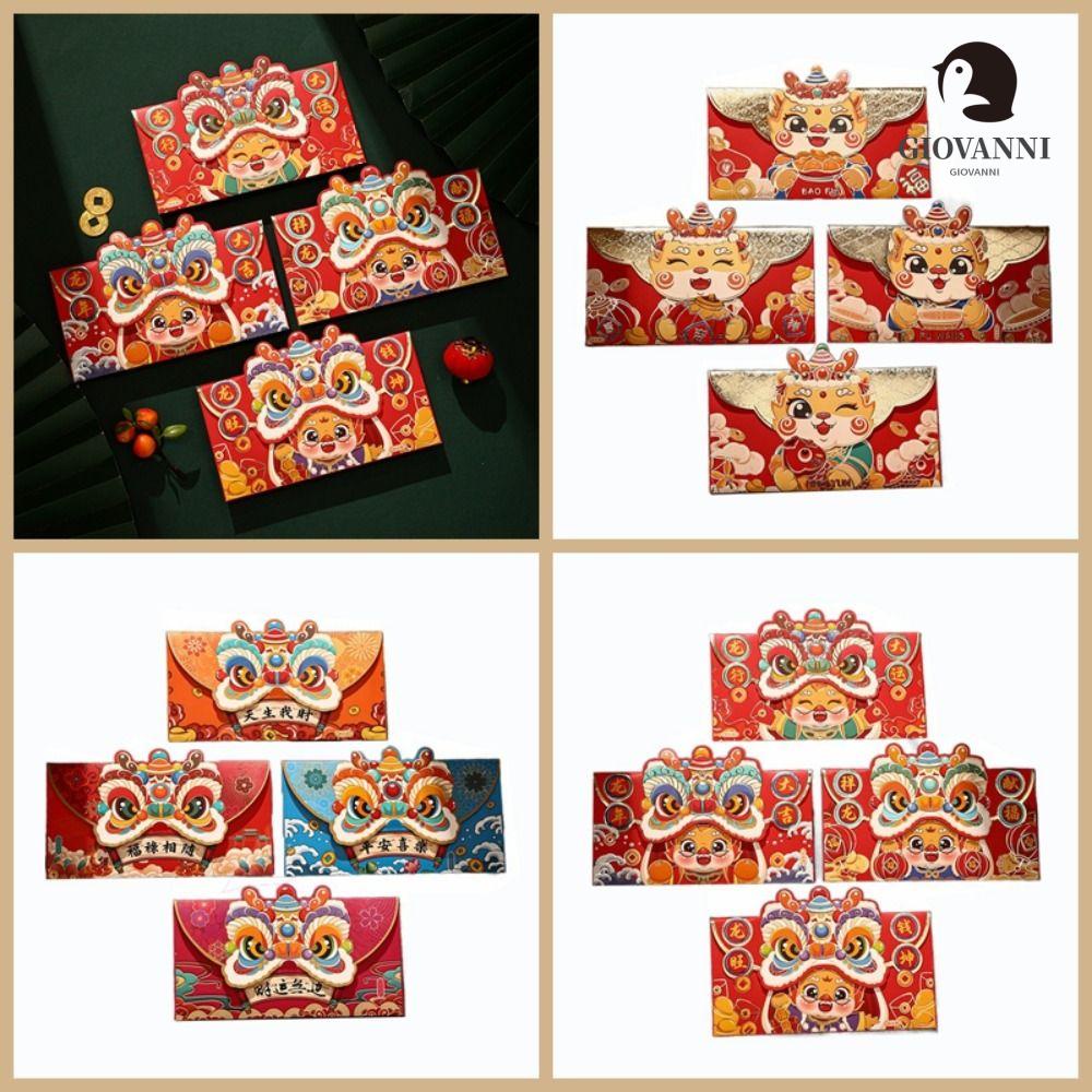 Giovanni Set 4 Bao Lì Xì Đỏ May Mắn Phong Cách Trung Hoa Dễ Thương