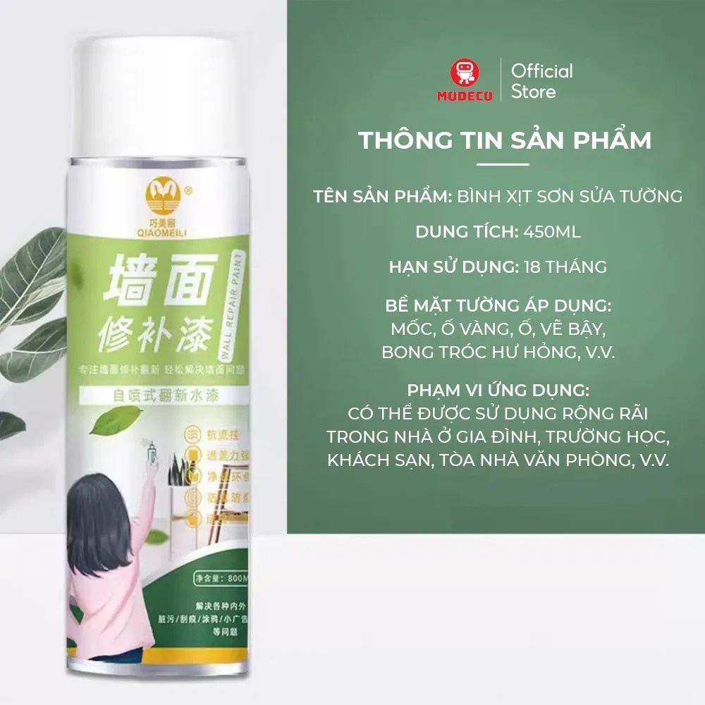 BÌNH XỊT SƠN SỬA TƯỜNG NHÀ MODECO 450ml CAO CẤP