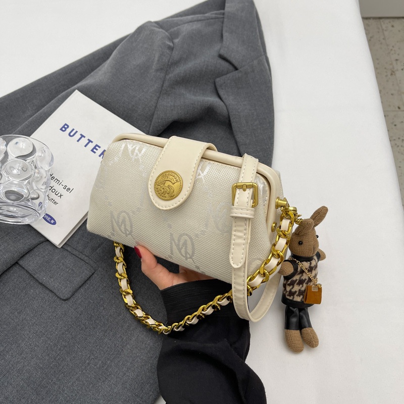 Túi Xách Vải Đeo Vai Phối Dây Xích Thời Trang Mùa Đông 2023 Cho Nữ