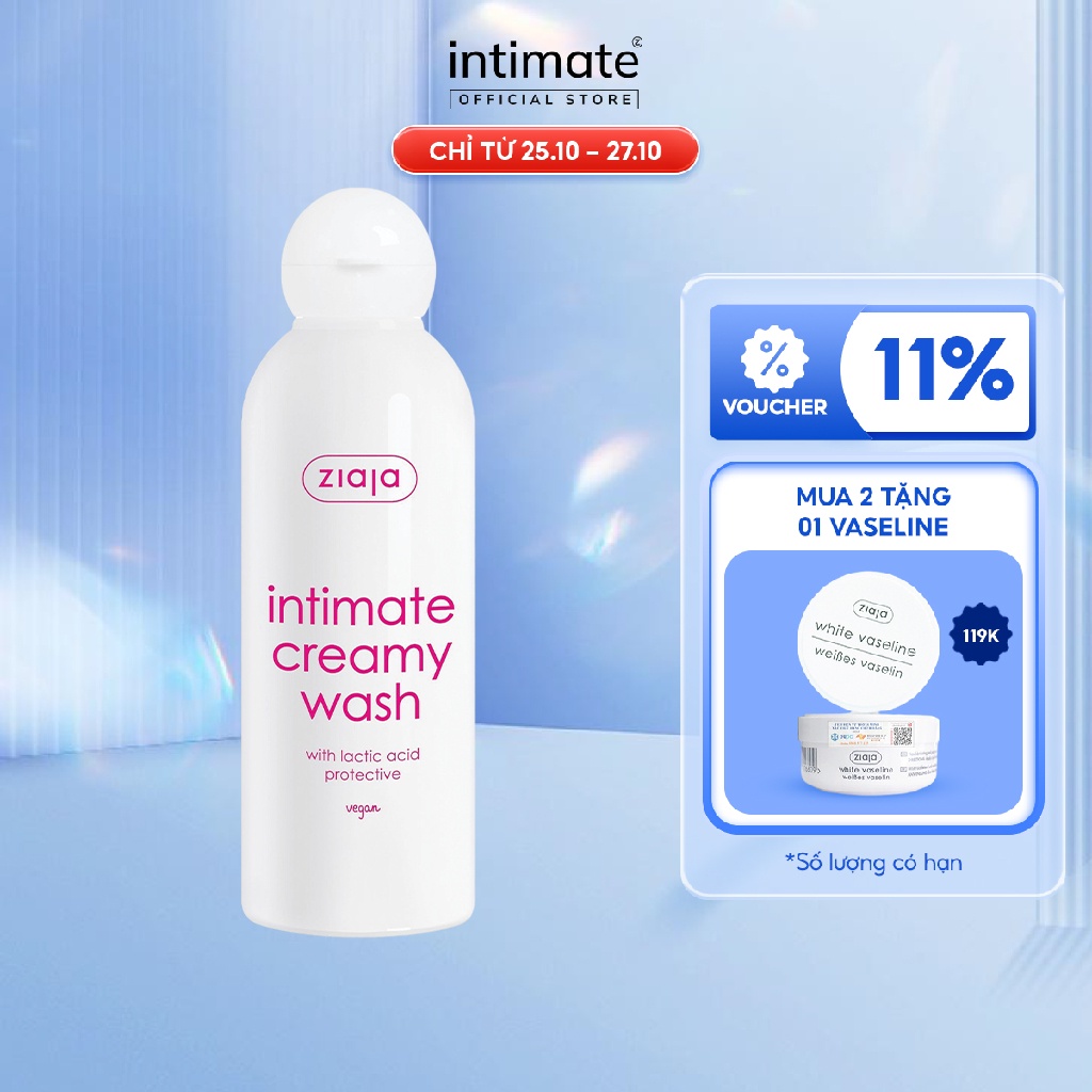 Dung Dịch Vệ Sinh Intimate With Lactic Acid ZIAJA Giúp Khử Mùi Hôi, Củng Cố Lợi Khuẩn, Cân Bằng pH 200ml