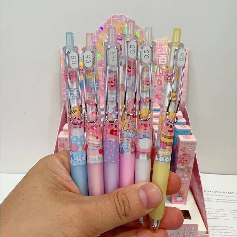 Ngẫu Nhiên 1 Hộp Bút Mực gel Hình Chim Cánh Cụt Nhỏ Pory Hoạt Hình Quà Tặng Sinh Nhật Cho Học Sinh