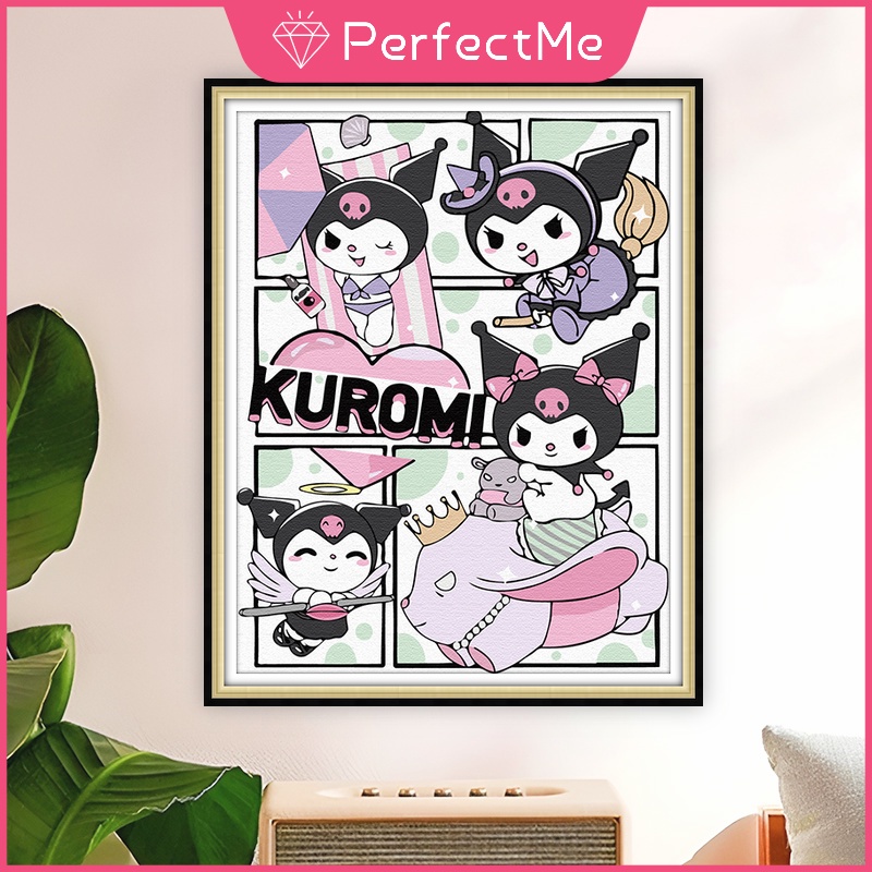 Bộ Tranh Đính Đá 5d Họa Tiết kuromi Dễ Thương Độc Đáo Kích Thước 30x40cm Diy Dùng Trang Trí Nhà Cửa
