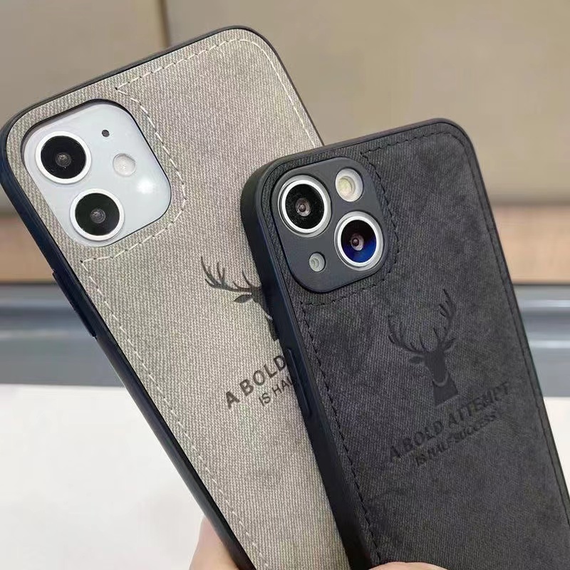 Ốp Điện Thoại Vải Mềm Họa Tiết Hươu Cho iphone 15 pro max 14 pro max 13 pro max 13