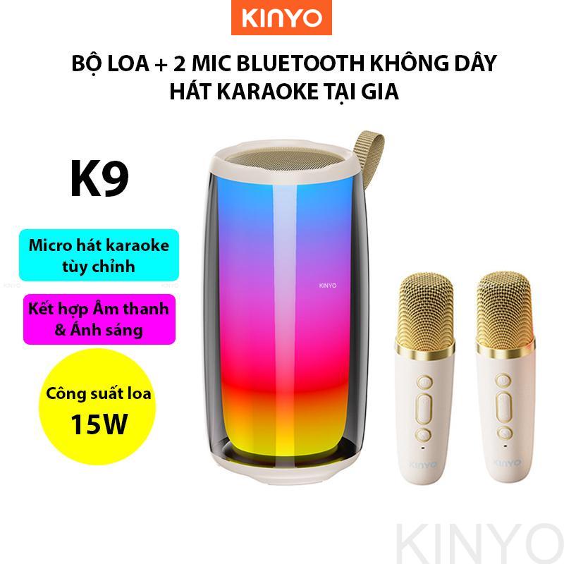 (15W) Bộ Loa Bluetooth + 2 Mic Hát Karaoke Mini Tại Nhà K9, Có Thể Thay Đổi Giọng, Dễ Sử Dụng