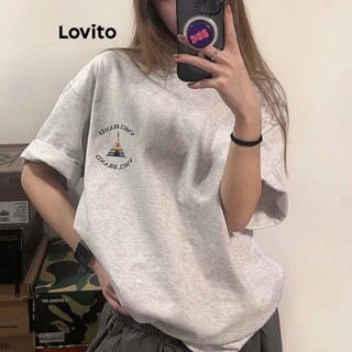 Lovito Áo thun trơn thông thường cho nữ LNE24018